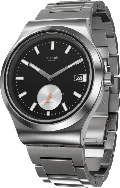Swatch,IRONY 42mm,42mm,Stainless Steel,Black,Sapphire,Crystal Glass,Open,SY23S406G