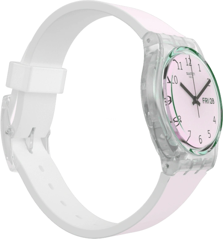 Swatch,Originals 34mm,34mm,Plastic,Pink,Green,Sapphire,Crystal Glass,GE714