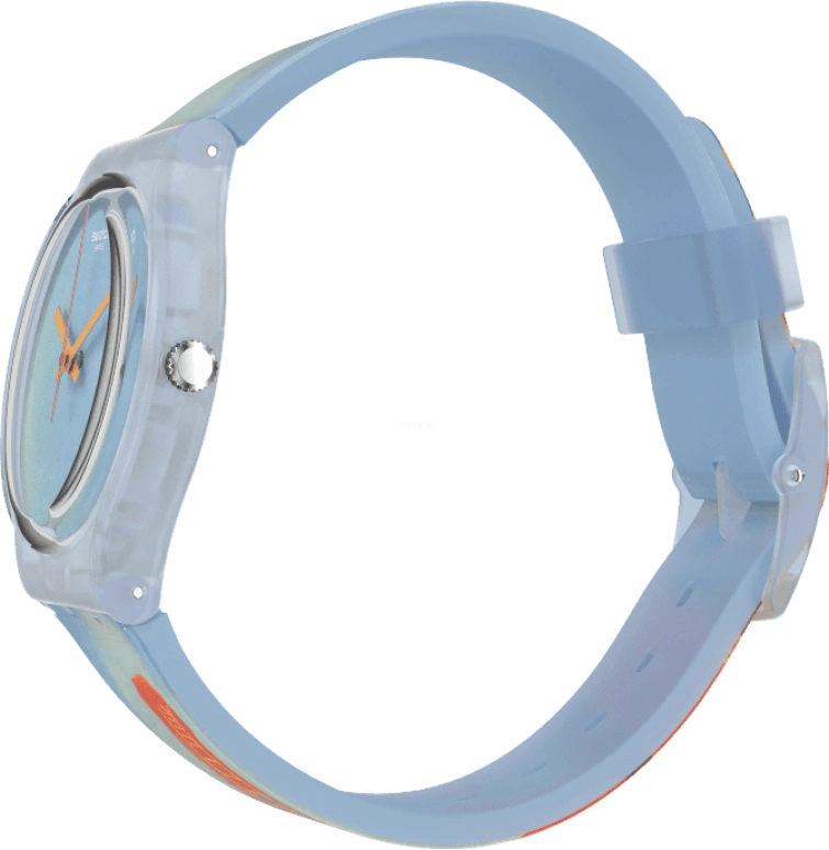 Swatch,Originals 34mm,34mm,Plastic,Blue,Quartz,Sapphire,Crystal Glass,Round,GZ357
