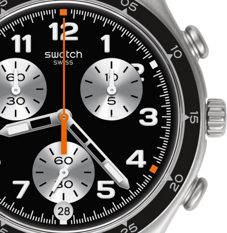 Swatch,IRONY 40mm,40mm,Stainless Steel,Black,Quartz,Chronograph,Day,YCS598