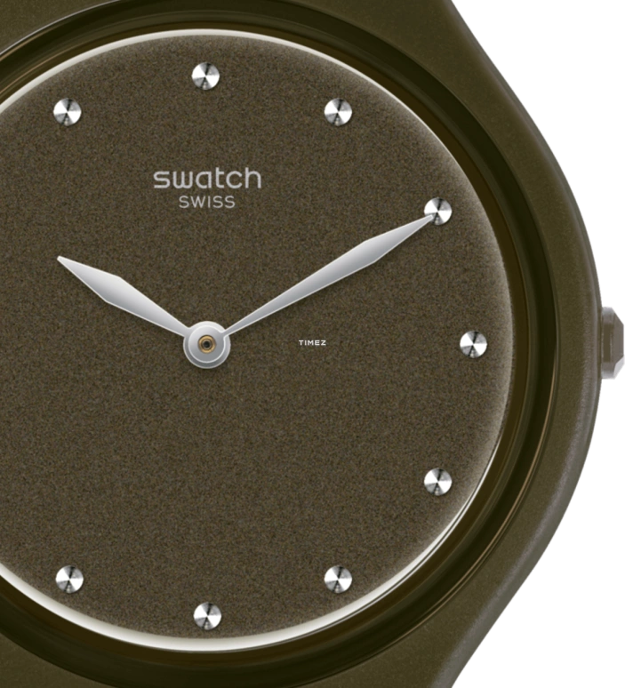 Swatch,SKIN 36.80mm,36.80mm,Plastic,Green,Quartz,Tonneau,SVOG101
