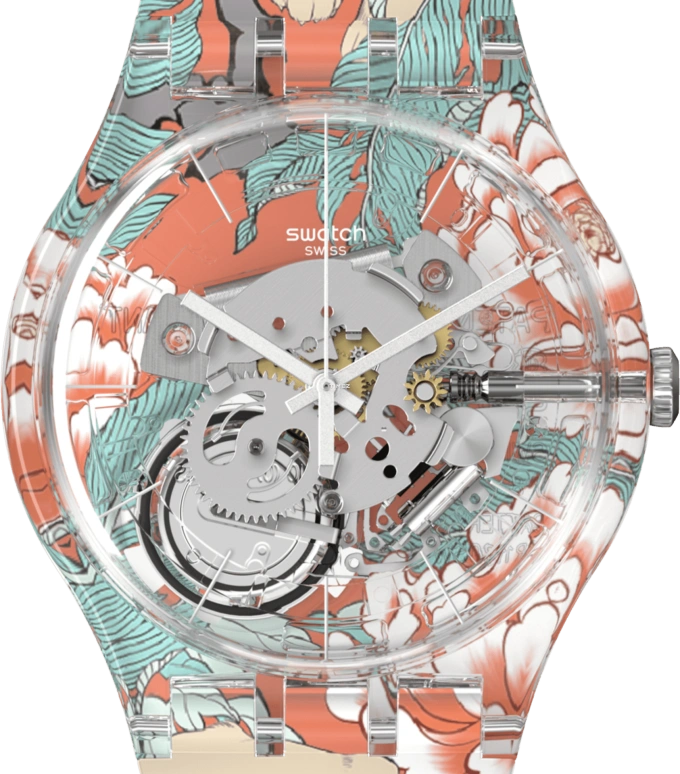 Swatch,Originals 41mm,41mm,Plastic,Transparent,Quartz,Round,SUOK145,SUOK145-062