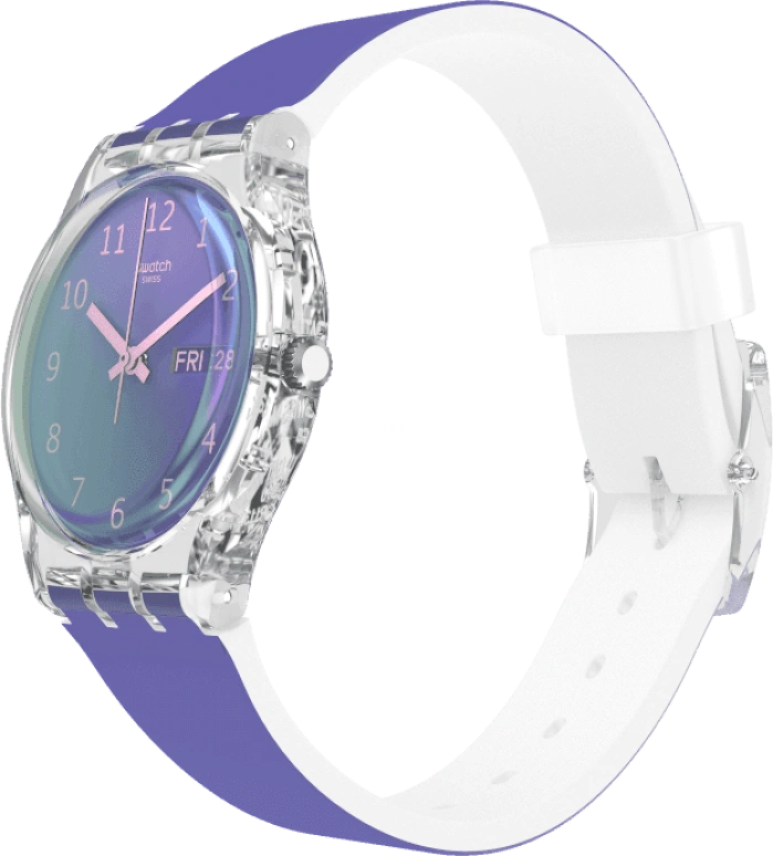 Swatch,Originals 34mm,34mm,Plastic,Purple,Green,Sapphire,Crystal Glass,GE718