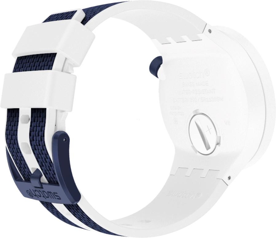 Swatch,THE BOLD 47mm,47mm,Plastic,White,Sapphire,Crystal Glass,Closed,SO27W102