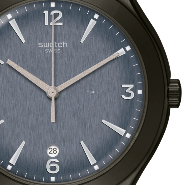 Swatch,IRONY 42.70mm,42.70mm,Stainless Steel,Blue,Grey,Quartz,Tonneau,Black,YWM403M