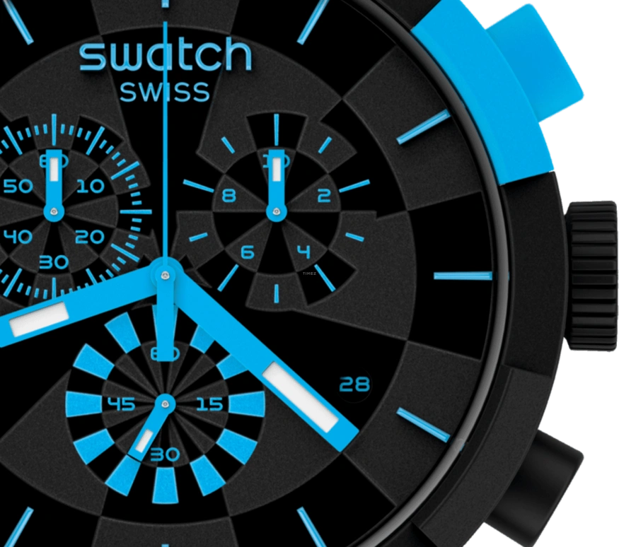 Swatch,THE BOLD 47mm,47mm,Plastic,Black,Sapphire,Crystal Glass,Closed,SB02B401