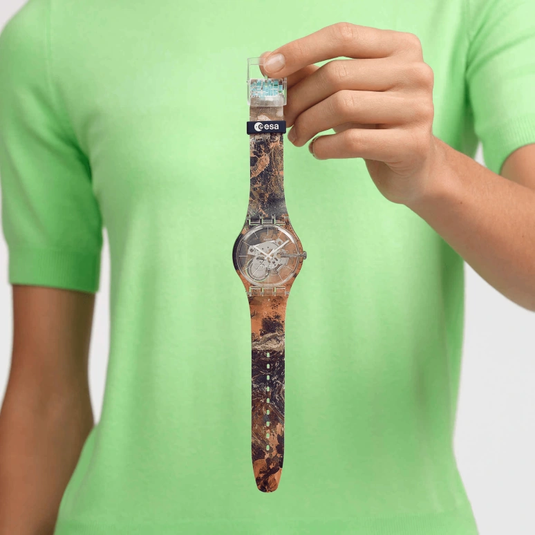 Swatch,Originals 41mm,41mm,Plastic,Multi-Color,Transparent,Yellow Tan,Quartz,Round,Transparent,SUOK145,SUOK145-064