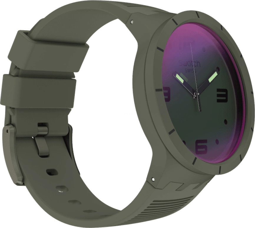 Swatch,THE BOLD 47mm,47mm,Plastic,Green,Sapphire,Crystal Glass,SO27M105