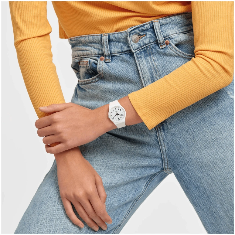 Swatch,Originals 34mm,34mm,Plastic,White,Quartz,Round,GW151O