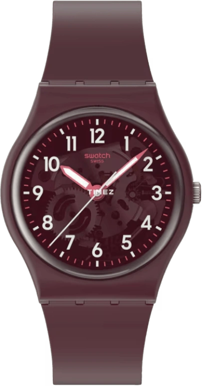 Swatch,Originals 34mm,34mm,Bio-sourced,Burgundy,Quartz,Sapphire,Tonneau,SO28R115