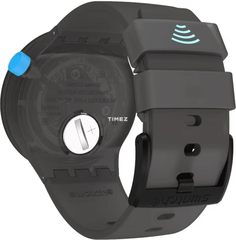Swatch,THE BOLD 47mm,47mm,Plastic,Transparent,Black,Blue,Quartz,Round,Black,SO27B120,SO27B120-5300