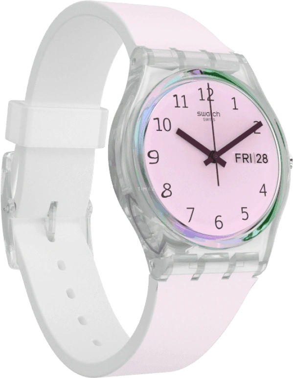 Swatch,Originals 34mm,34mm,Plastic,Pink,Green,Sapphire,Crystal Glass,GE714