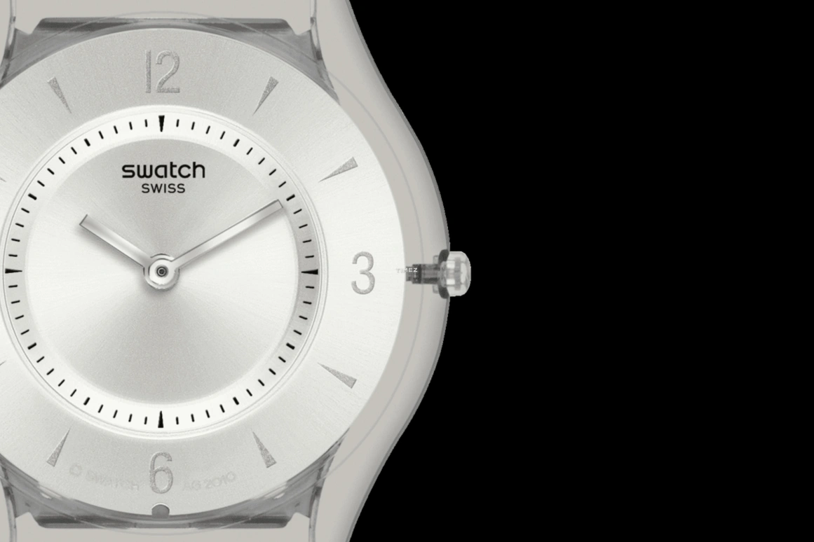 Swatch,Other 34mm,34mm,Bio-sourced,Silver,Grey,Quartz,Sapphire,Crystal Glass,Round,SS08M100M
