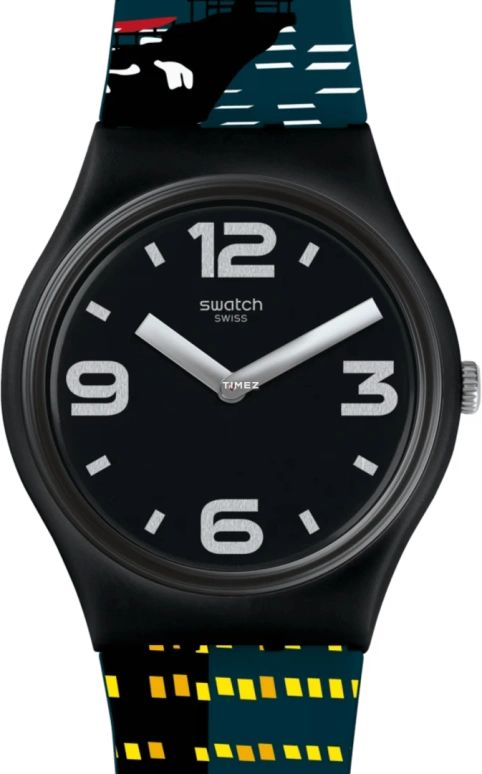 Swatch,Originals 34mm,34mm,Plastic,Black,Quartz,Sapphire,Crystal Glass,Round,GB299C