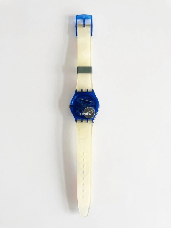 Swatch,Other 34mm,34mm,Plastic,Blue,Green,Quartz,Sapphire,Crystal Glass,Tonneau,GN141