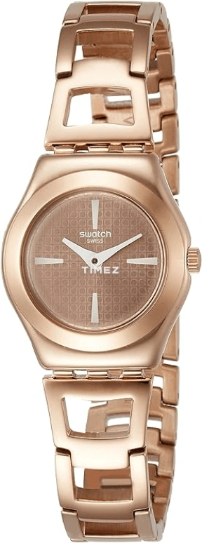 Swatch,IRONY 25mm,25mm,Stainless Steel,Gold,Quartz,Tonneau,Rose Gold,YSG150G