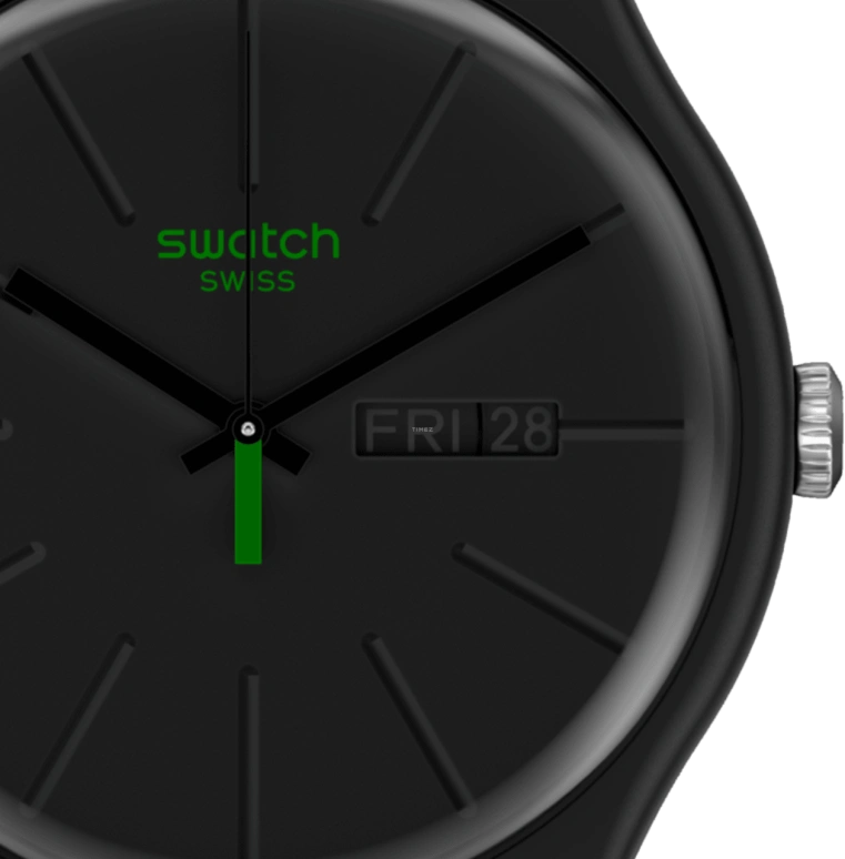Swatch,Originals 41x47.40mm,41x47.40mm,Bio-sourced,Black,Quartz,Date,Day,SO29B700