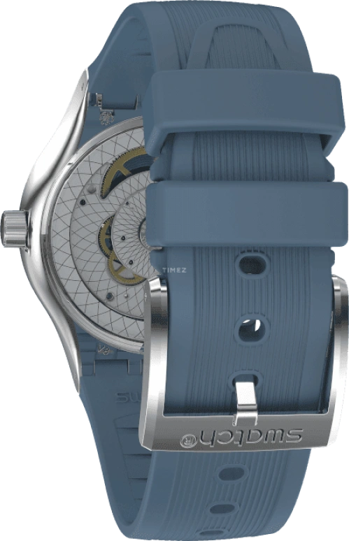 Swatch,IRONY 42mm,42mm,Stainless Steel,Blue,Open,YIS430