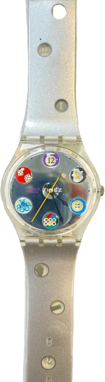 Swatch,Other 34mm,34mm,Plastic,Grey,Quartz,Sapphire,Crystal Glass,Tonneau,GK214