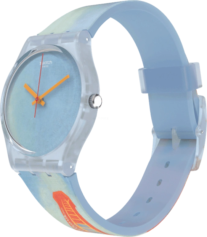Swatch,Originals 34mm,34mm,Plastic,Blue,Quartz,Sapphire,Crystal Glass,Round,GZ357