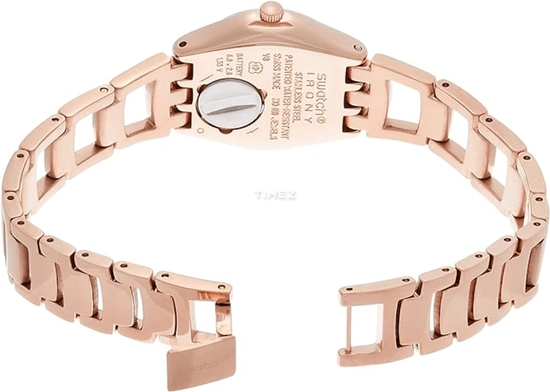 Swatch,IRONY 25mm,25mm,Stainless Steel,Gold,Quartz,Tonneau,Rose Gold,YSG150G