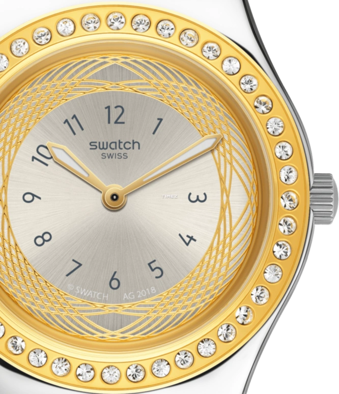 Swatch,IRONY 33mm,33mm,Stainless Steel,Gold,Quartz,Sapphire,Crystal Glass,Tonneau,YLS210G