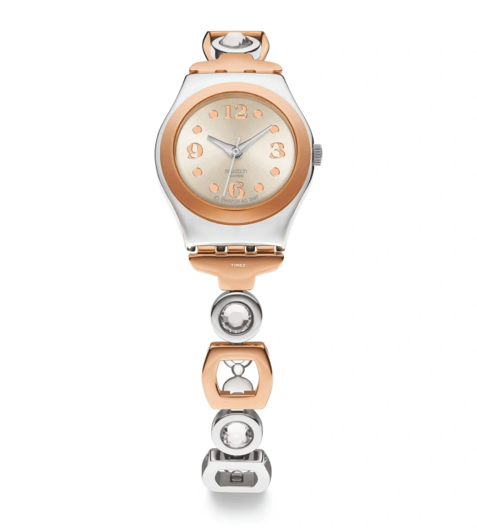 Swatch,IRONY 25mm,25mm,Stainless Steel,Cream,Quartz,Round,Silver,YSS234G