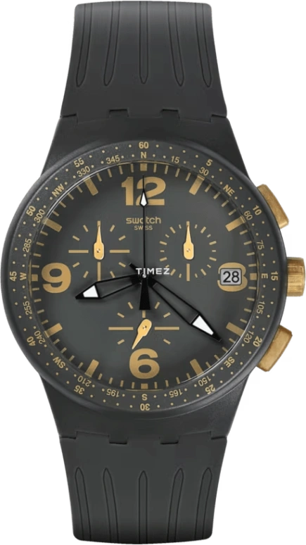 Swatch,Other 42mm,42mm,Plastic,Grey,Quartz,Chronograph,Day,SUSA401