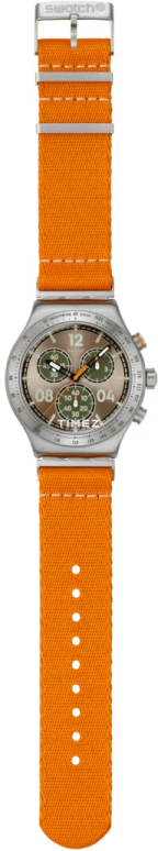 Swatch,IRONY 43mm,43mm,Stainless Steel,Brown,Green,Quartz,Chronograph,Round,YVS101