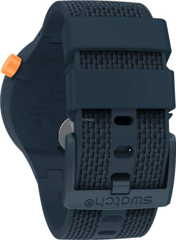 Swatch,THE BOLD 47mm,47mm,Plastic,Blue,Sapphire,Crystal Glass,Closed,SO27N107