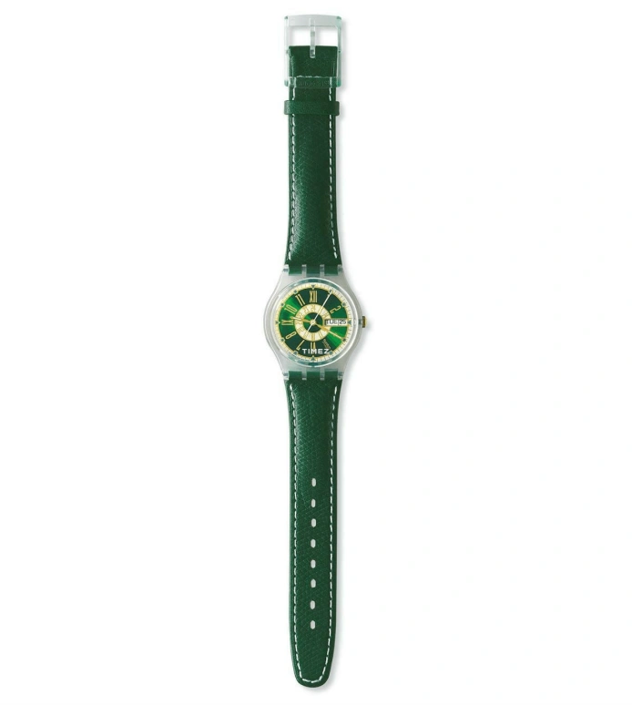 Swatch,Other 34mm,34mm,Plastic,Green,Quartz,Date,Day,GG705