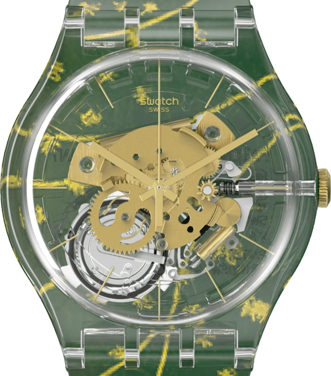 Swatch,Originals 41mm,41mm,Plastic,Transparent,Quartz,Sapphire,Crystal Glass,Round,SUOK147,SUOK147-031