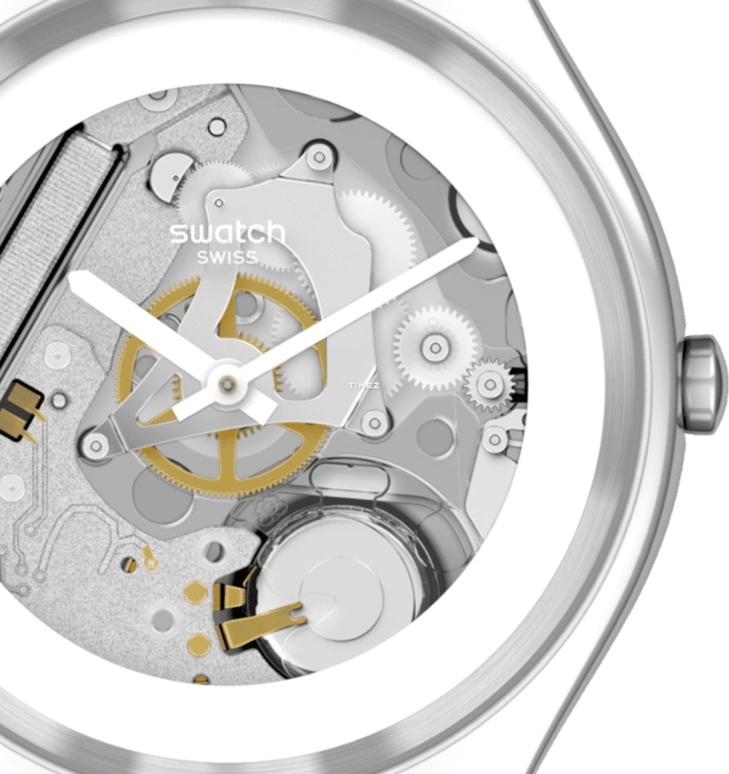 Swatch,Other 38mm,38mm,Stainless Steel,White,Skeleton,Quartz,Sapphire,Crystal Glass,Round,SYXS138