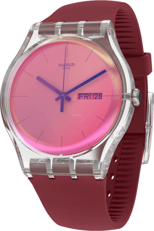 Swatch,Originals 41mm,41mm,Plastic,Pink,Sapphire,Crystal Glass,SUOK717