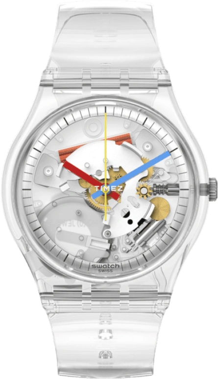 Swatch,Originals 34mm,34mm,Bio-sourced,Transparent,Quartz,Round,SO28K100,SO28K100-S06