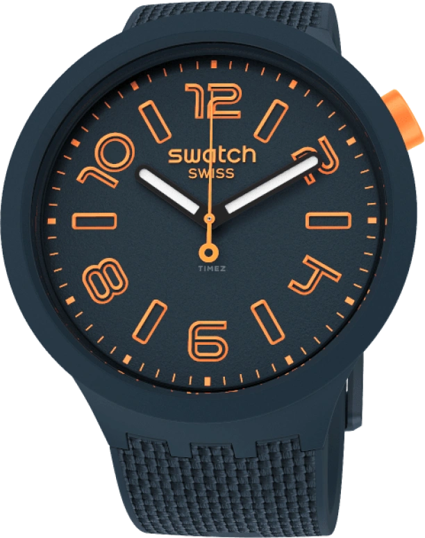 Swatch,THE BOLD 47mm,47mm,Plastic,Blue,Sapphire,Crystal Glass,Closed,SO27N107
