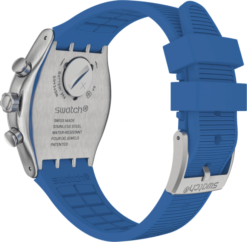 Swatch,IRONY 43mm,43mm,Stainless Steel,Black,Silver,Blue,Minutes,YVS485