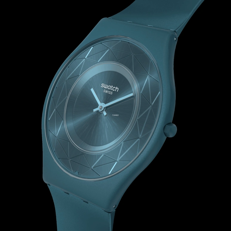 Swatch,Other 34mm,34mm,Bio-sourced,Green,Blue,Quartz,Round,SS08N116