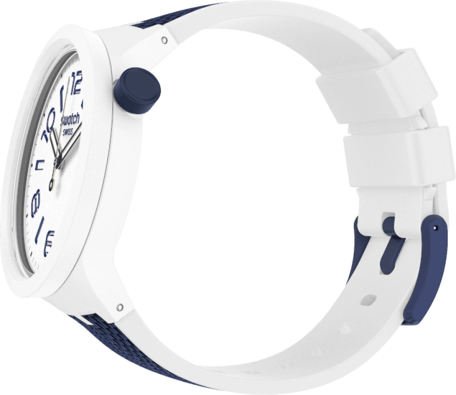 Swatch,THE BOLD 47mm,47mm,Plastic,White,Sapphire,Crystal Glass,Closed,SO27W102