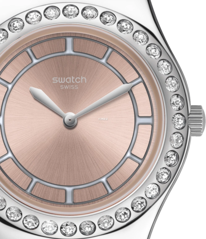 Swatch,IRONY 33mm,33mm,Stainless Steel,Pink,Quartz,Sapphire,Crystal Glass,Tonneau,YLS212