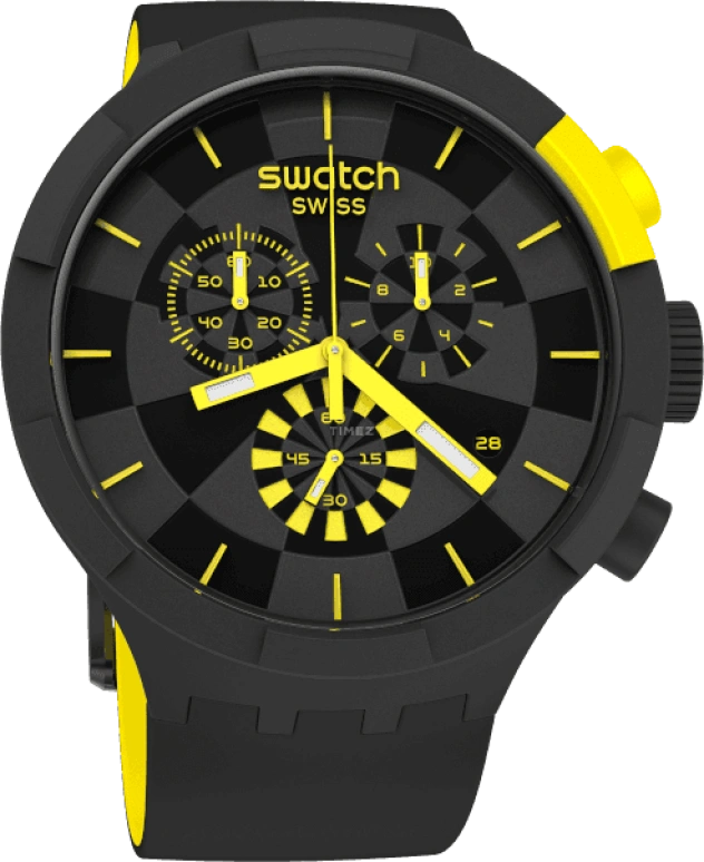 Swatch,THE BOLD 47mm,47mm,Plastic,Black,Sapphire,Crystal Glass,Closed,SB02B403