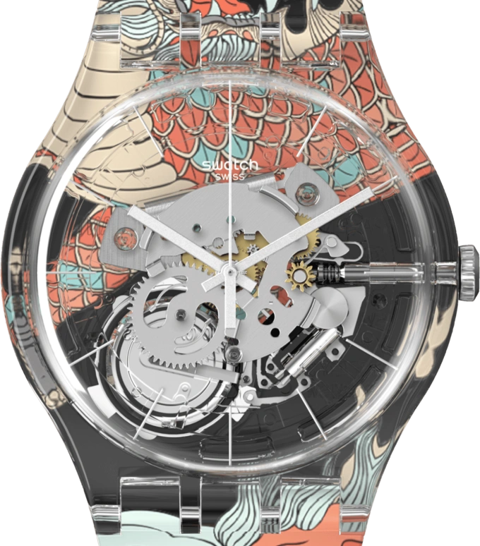 Swatch,Originals 41mm,41mm,Plastic,Transparent,Quartz,Tonneau,SUOK145,SUOK145-061