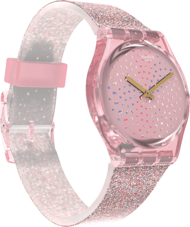 Swatch,Originals 34mm,34mm,Plastic,Pink,Sapphire,Crystal Glass,GP168