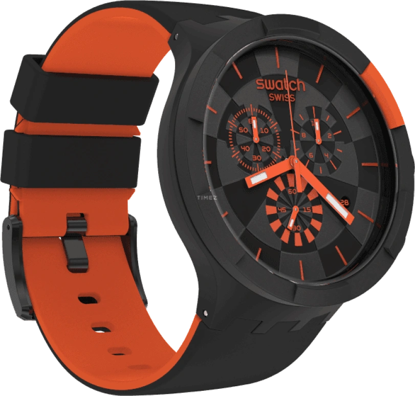Swatch,THE BOLD 47mm,47mm,Plastic,Black,Sapphire,Crystal Glass,SB02B402