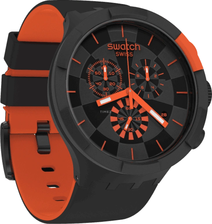 Swatch,THE BOLD 47mm,47mm,Plastic,Black,Sapphire,Crystal Glass,SB02B402