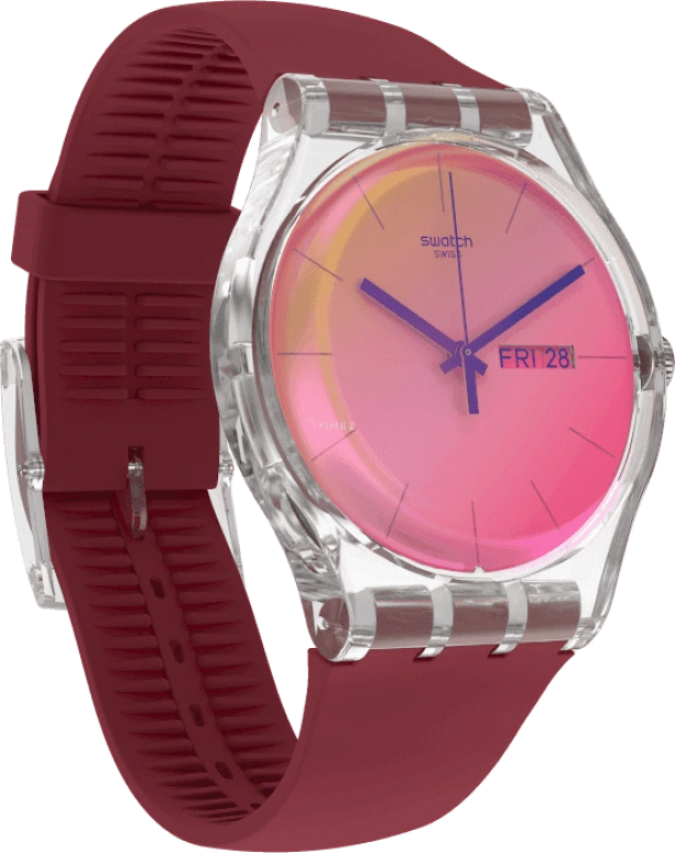 Swatch,Originals 41mm,41mm,Plastic,Pink,Sapphire,Crystal Glass,SUOK717