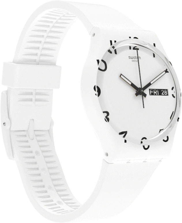 Swatch,Originals 39.20mm,39.20mm,Plastic,White,Sapphire,Crystal Glass,GW716