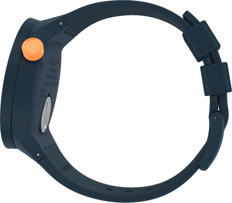 Swatch,THE BOLD 47mm,47mm,Plastic,Blue,Sapphire,Crystal Glass,Closed,SO27N107