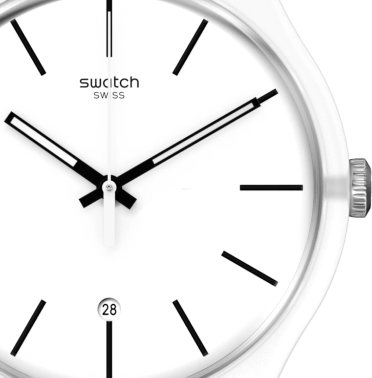 Swatch,Originals 41mm,41mm,Plastic,White,Quartz,Day,Round,SO29K401