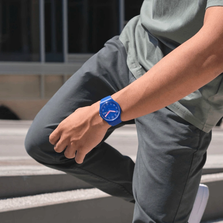 Swatch,Originals 41mm,41mm,Bio-sourced,Blue,Quartz,Date,Day,SO29N705